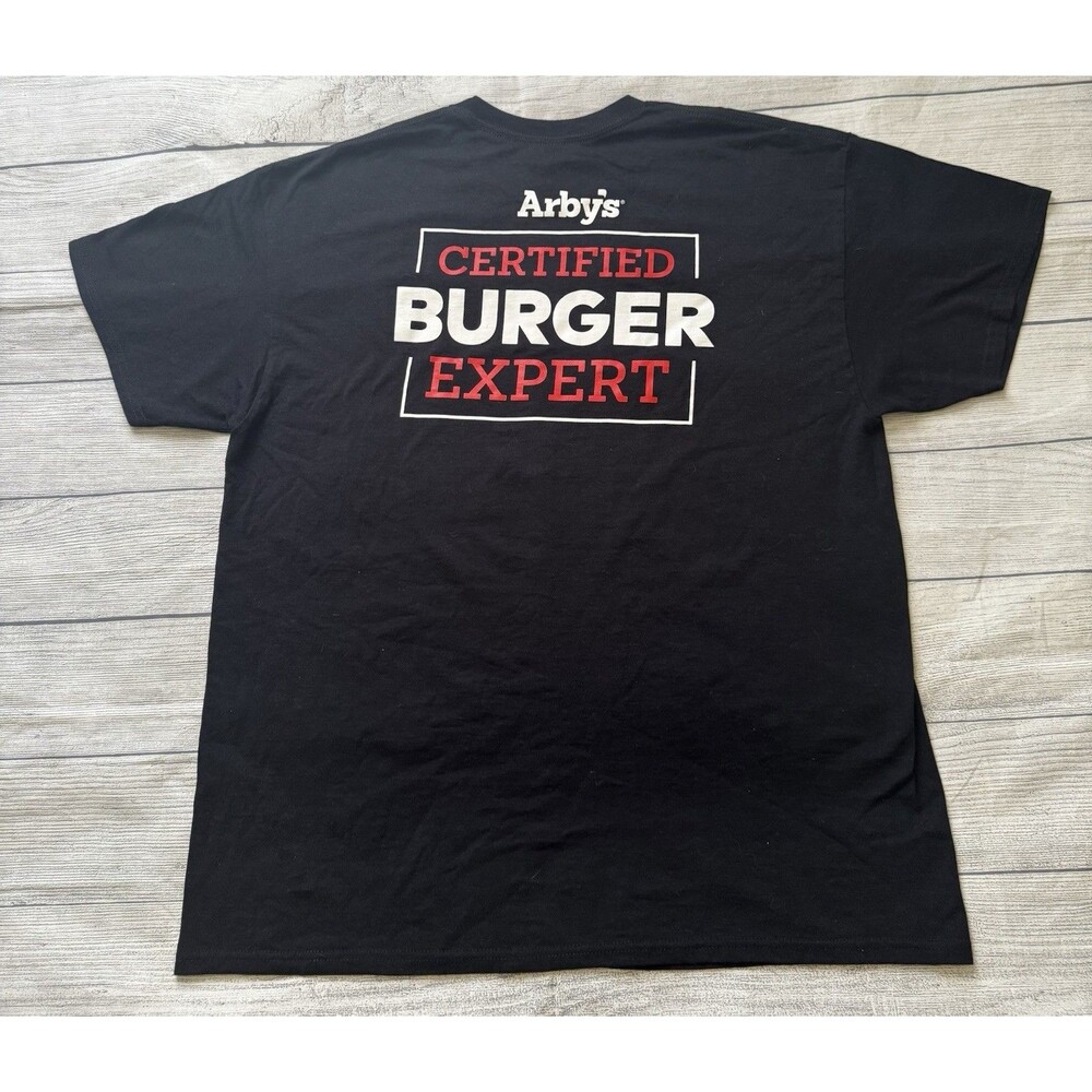 Arby’s Certified Burger Expert Graphic T Shirt Black Size XL Employee Uniform